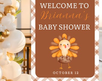 Little Turkey Baby Shower Welcome Sign, Fall Baby Shower Sign, Thanksgiving Baby Shower, Autumn Baby Shower, A Little Turkey On The Way