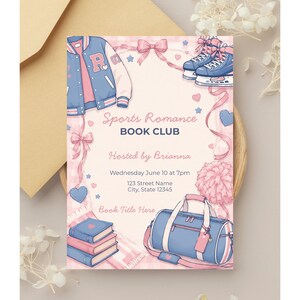Sports Romance Book Club Invitation, Sports Romance Watch Party Invite, Hockey Romance, Girly Sports Book Club, Girls Night Invite