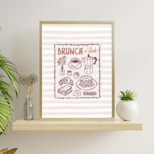 Brunch Wall Art, Brunch Club Poster, Kitchen Wall Decor, Breakfast Food Wall Art, Coffee Bar Art, Breakfast Nook Art