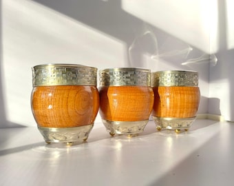 Tasse mate argentine faite main, bois Laqueado d'algarrobo, garniture en alpaga