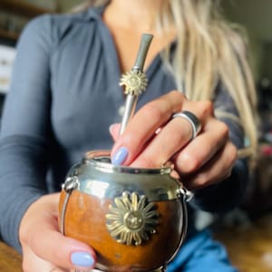 Handmade Alpaca Mate Gourd Set: Argentinian Yerba Mate Cup & Bombilla