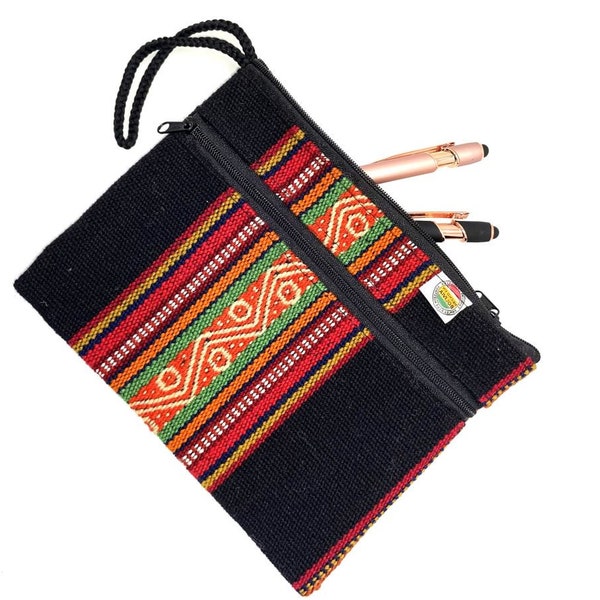 Clutch Aguayo Bag - Black / Teal, Bolivia