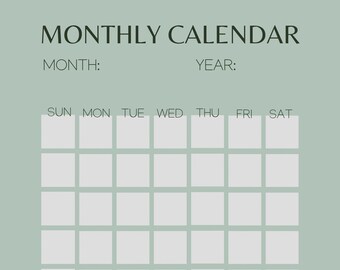 May include: A printable monthly calendar template with a light green background. The calendar has spaces for each day of the week, a section for notes, and a to-do list.