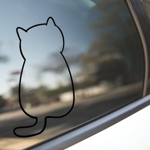 Cute Cartoon Cat Outline Decal Sticker For Cars, Laptops, Tumblers, Walls, Phones, Cat lover gift, Cat sticker, cat lover decal sticker,