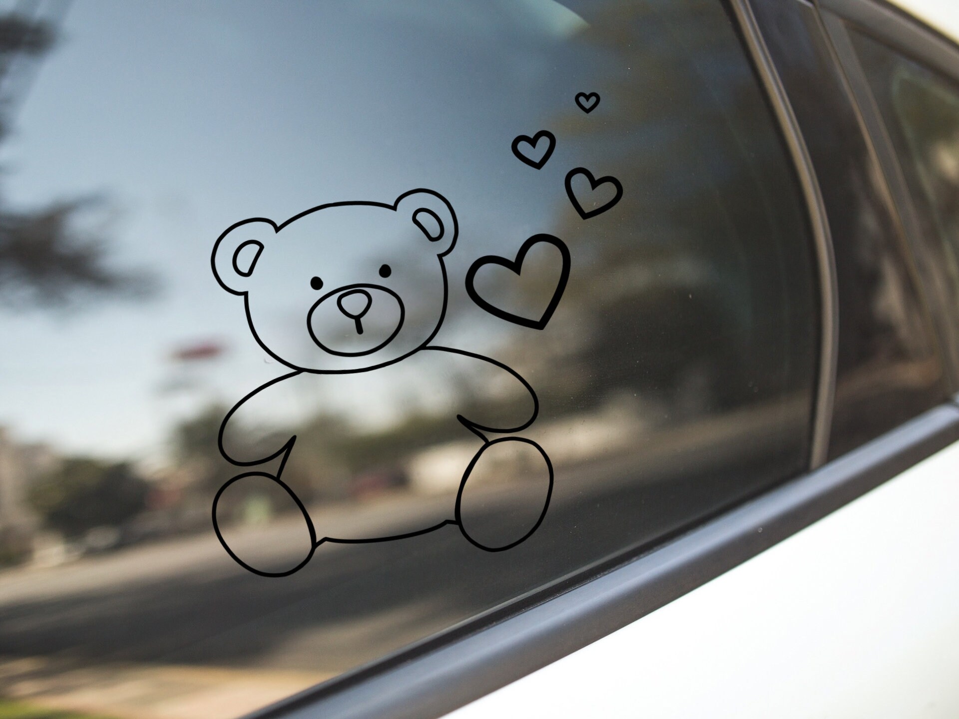 Teddy Bear With Hearts Decal Sticker for Cars, Teddy Bear Decal