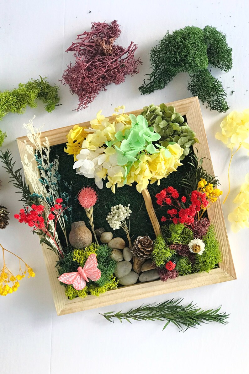 Family Craft Kit For Teens DIY Art Gift Set For Teenagers DIY Craft Therapy Box Frame Moss Art Flores Design Art Crafts Nature Inspired Room