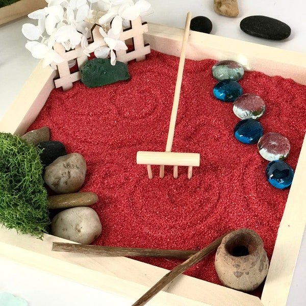 Zen Garden Desk Zen Garden Kit Zen Garden Sand Zen Garden Stress Relief Gift For Her Décor Mini Zen Garden Kit Office Décor For Women Desk