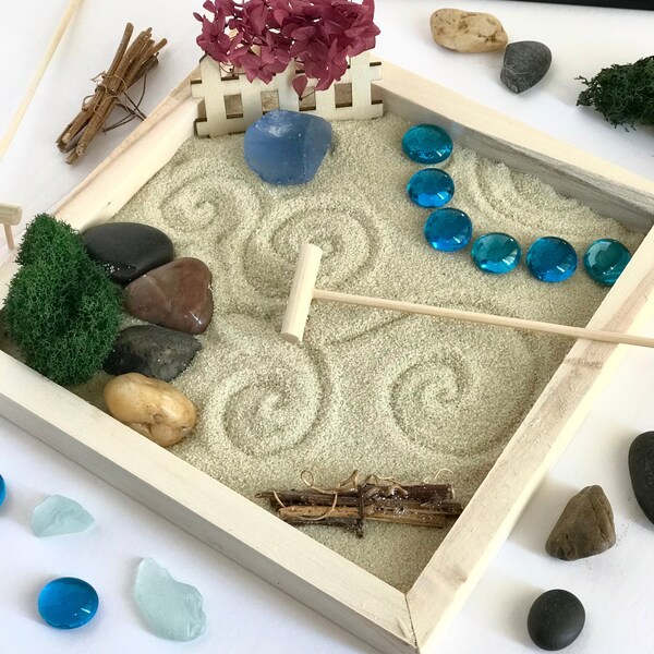 Mini Zen Garden Kit Zen Garden Décor Zen Garden Kit Stress Relief Gift Office Décor Desk Zen Garden Desk Zen Garden Sand Mini Desk Garden