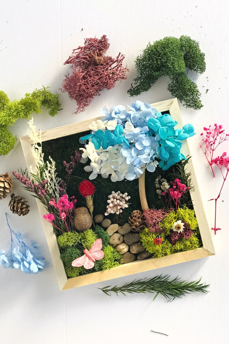 Craft Kit For Teens DIY Art Gift Set For Teenagers DIY Craft Therapy Box Frame Moss Art Flores Design Art Crafts Nature Inspired Room Decor