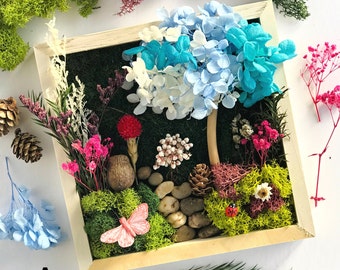 Craft Kit For Teens DIY Art Gift Set For Teenagers DIY Craft Therapy Box Frame Moss Art Flores Design Art Crafts Nature Inspired Room Decor