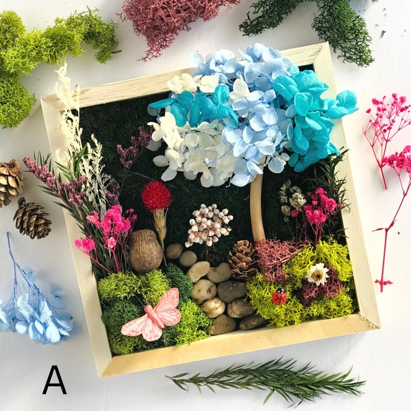 Craft Kit For Teens DIY Art Gift Set For Teenagers DIY Craft Therapy Box Frame Moss Art Flores Design Art Crafts Nature Inspired Room Decor