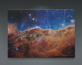 Carina Nebula Canvas Print, James Webb NASA Space Telescope Poster, High Definition Detailed Space Cosmic Cliff Star Birth Canvas, Galaxy