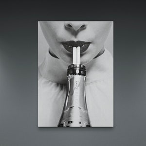 Plakat na płótnie Champagne Straw GIRLS, luksusowy wydruk na płótnie Old Money, płótno w Nowym Jorku, sztuka nowoczesna, plakat VSCO Girl, plakat college'u, akademik