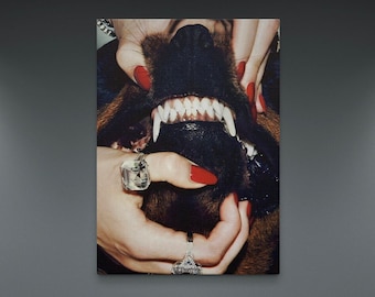 Rottweiler Grills  Canvas, Hypebeast Canvas,  Luxury Designer Fashion Dog Poster, Fashion Wall Art, Designer Wall Art, Streetwear Canvas