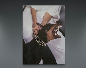 Doberman Girl Canvas, Hypebeast Canvas,  Luxury Designer Fashion Dog Poster, Fashion Wall Art, Designer Wall Art, Streetwear Canvas