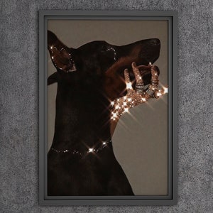 Doberman Diamond Poster Print, Hypebeast Poster, Luxury Designer Fashion Dog Poster, Fashion Wall Art, Designer Wall Art, Streetwear Poster