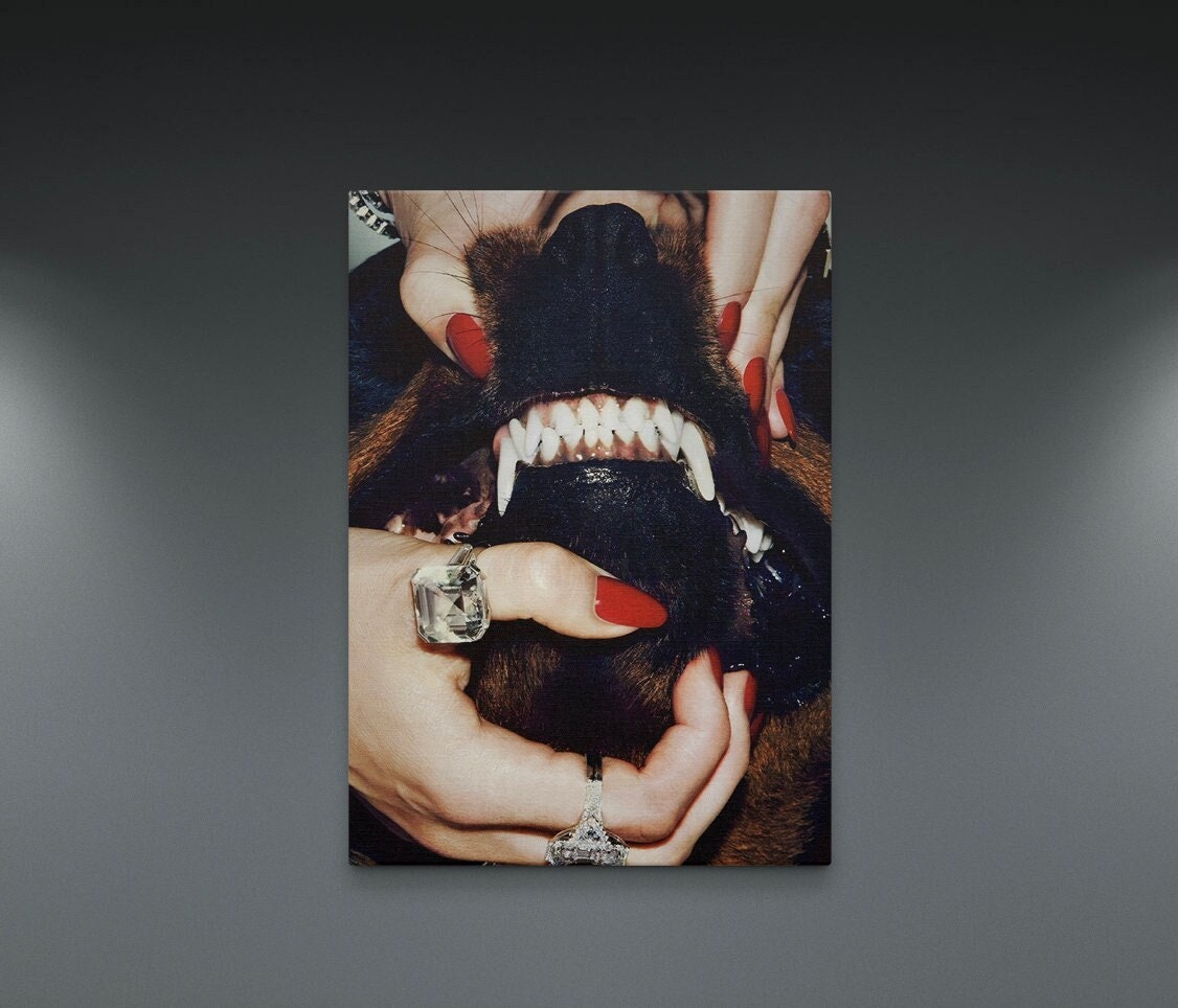 Rottweiler Grills  Canvas, Hypebeast Canvas,  Luxury Designer Fashion Dog Poster, Fashion Wall Art, Designer Wall Art, Streetwear Canvas