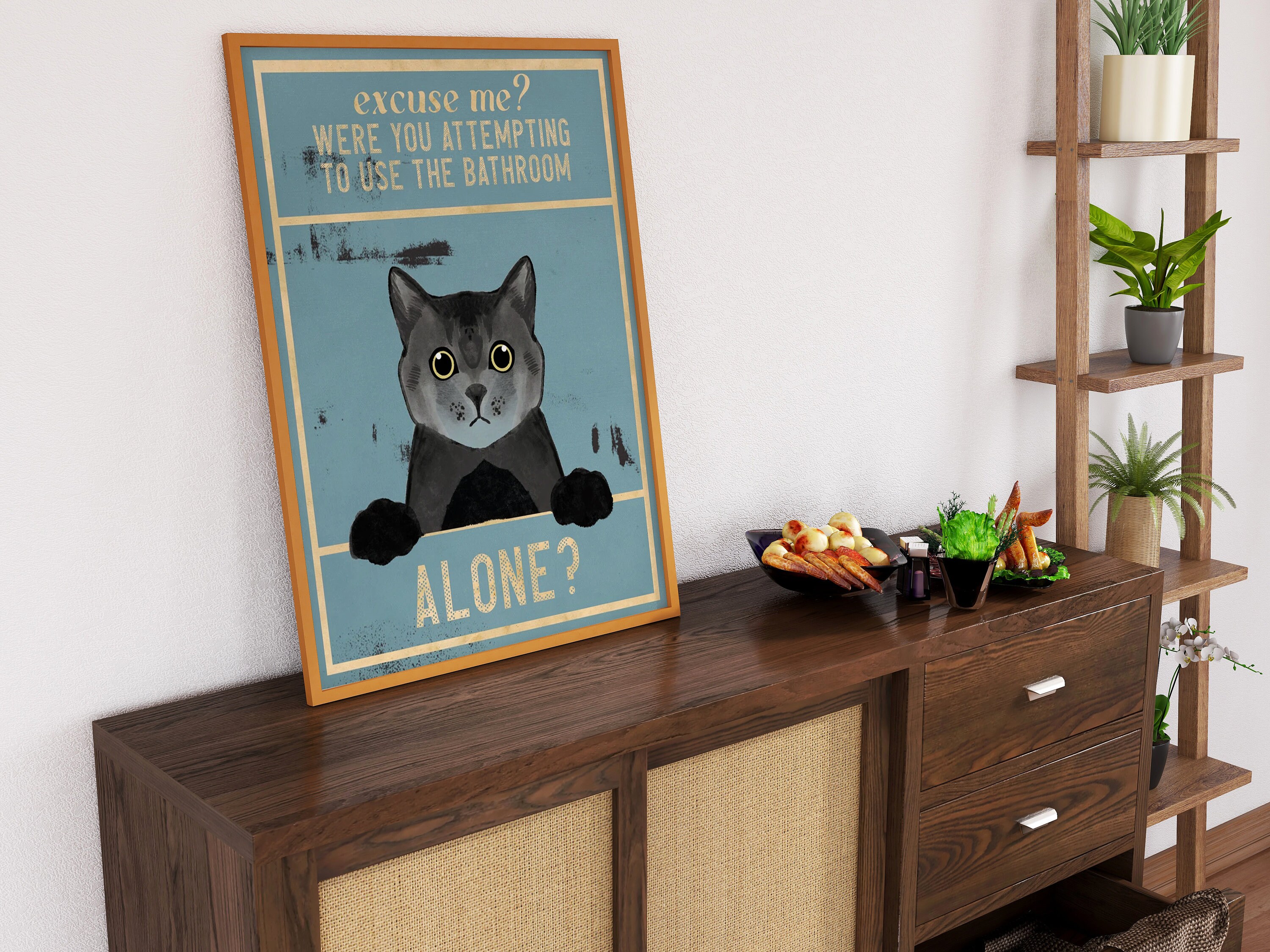 Funny Cat Bathroom Poster - Funny Bathroom Print - Toilet Poster sold ...