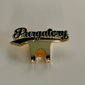 Hat Blip/Brim Clip "Purgatory" Gold/Black Script Lettering