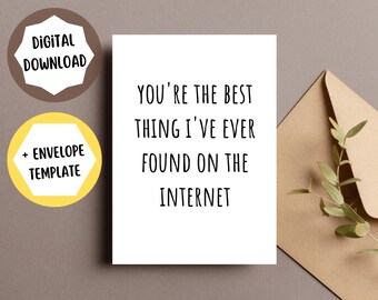 Dating App Card, Valentines Day Funny Cards for Boyfriend Girlfriend, Printable Anniversary Card, Swiping Right Tinder