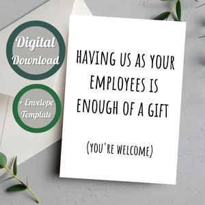 Funny Sarcastic Happy Birthday Card for Boss, Digital Download Printable File