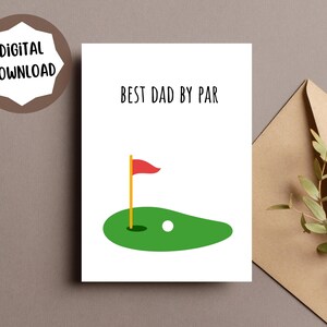 Tarjeta de golf para el Día del Padre, descarga imprimible para papá en el Día del Padre, Golfista, Golf