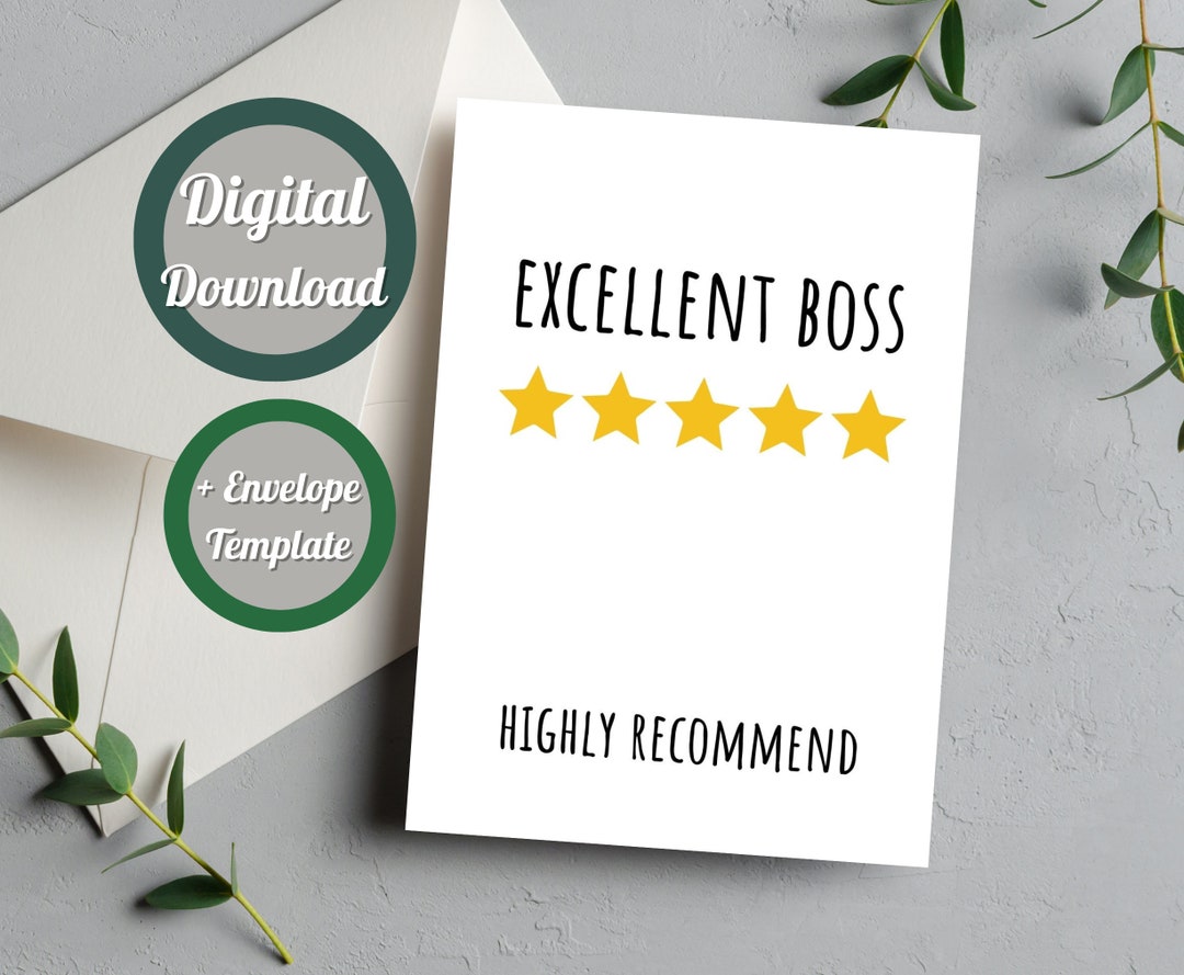 Gift for Boss Birthday Bosses Day Card Thank You Manager Etsy