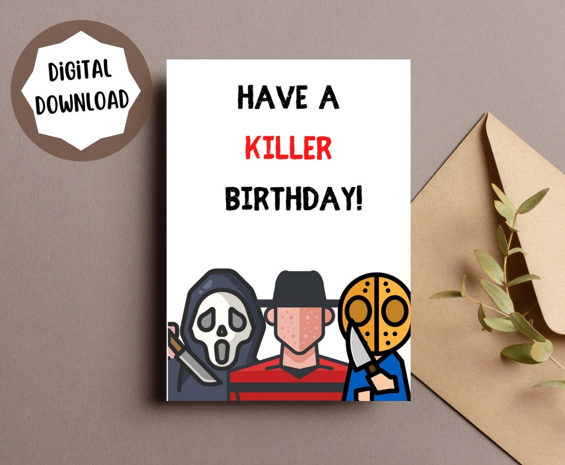 Horror Movie Birthday Card Printable Card Scream Movie Etsy Canada