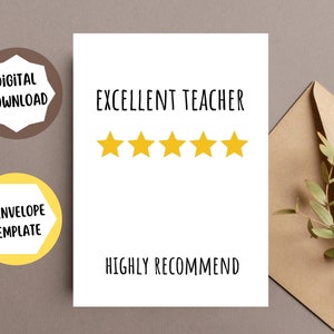 Teacher Appreciation Thank You Gift Card From Student, Printable file