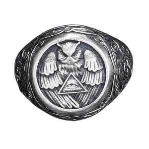 Sterling Silver Owl Ring: All-Seeing Eye Bird Jewelry