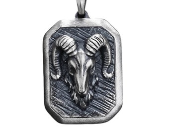Sterling Silver Ram Necklace: Aries Zodiac Pendant, Birthday Gift