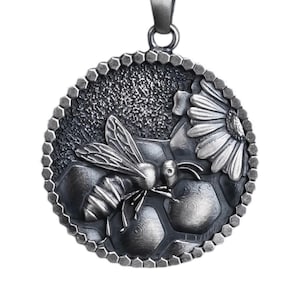 Silver Bee Necklace, Bumblebee Jewelry, 925 Sterling Silver Pendant, Birthday Gift for Her, Bee Lover Gift