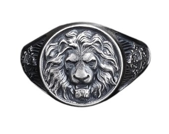 Sterling Silver Lion Head Ring For Men - 'The King' Engraved Band, Animal Kingdom Jewelry Gift For Father, Son, Friend (Size 10.5) - View #7