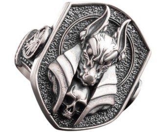 BySilverStone Anubis Signet Ring – Tiger’s Eye Gemstone, Sterling Silver, Egyptian Mythology Gift For Men & Women