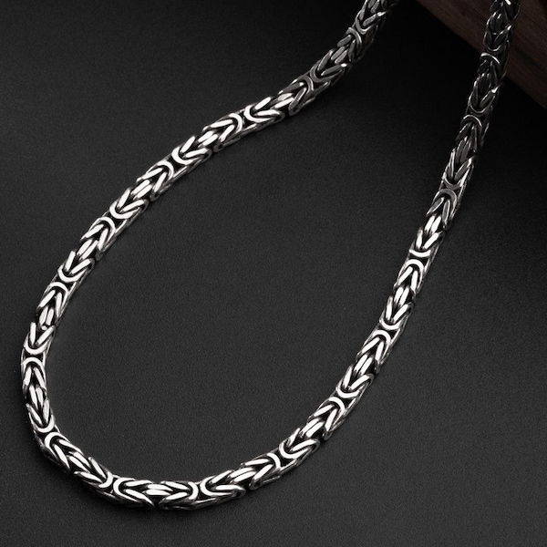 Collar de cadena King de plata esterlina para hombre: joyería artesanal con estilo