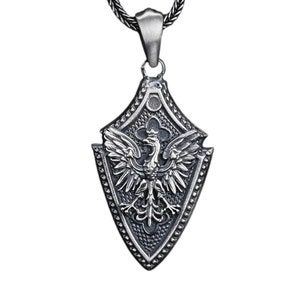 Silver Eagle Necklace for Men, Engraved Eagle Pendant, Men&#39;s Silver Necklace, Bird Lover Gift, Gift for Him