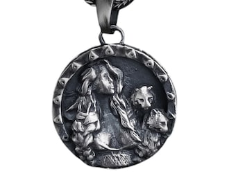 Sterling Silver Freya Necklace: Norse Goddess Mythology Pendant
