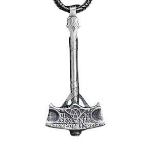 Viking Mjölnir Necklace, Thor&#39;s Hammer Pendant, Norse Mythology Jewelry, Men&#39;s Gift, Thor Hammer Necklace