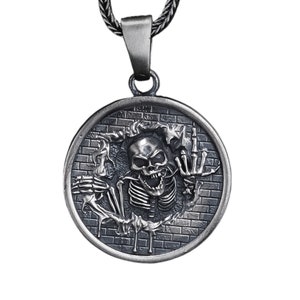 Skelett Halskette, Handgefertigtes Skelett Anhänger, Einzigartige Schädel Halskette, Silber Gothic Schmuck, Skelett Schmuck, Skelett Liebhaber Geschenk