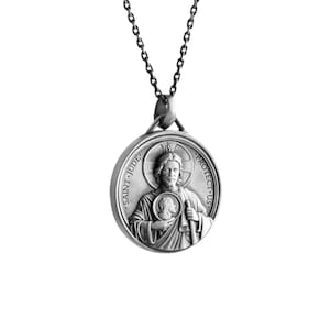 Saint Jude Necklace, Silver St. Jude Pendant, Protection Necklace, Religious Christian Jewelry, St. Jude Jewelry, Religious Medallion