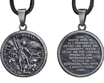 St Michael Prayer Pendant – Sterling Silver Guardian Angel Necklace for Protection & Faith
