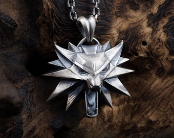 Iron Wolf Head Pendant ,Halloween gift 925 Sterling Silver Necklace, Witch Necklace, Cheapest Gift Necklace