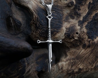 Fantasy Elven Sword, Broken Blade Necklace Birthday Gift For Him Christmas Present Medieval Jewelry Mens, Womens Pendant