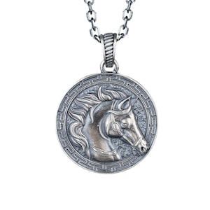 Sterling Silber Pferd Anhänger Halskette: Reiter Schmuck Geschenk