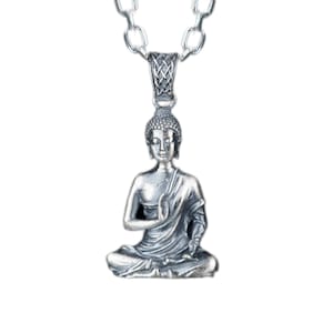 Sterling Silver Buddha Necklace: Zen Meditation Jewelry