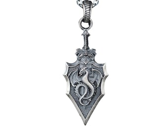 Sterling Silver Dragon Pendant Necklace: Handmade Charm Jewelry