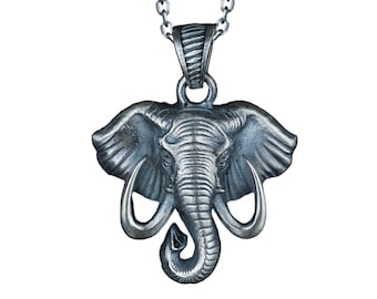 Collar con colgante de elefante de plata de ley: joyería de animales salvajes
