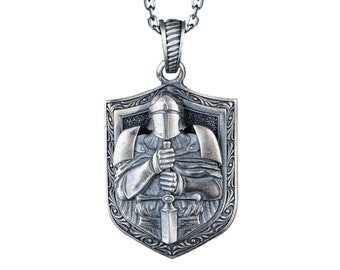 Sterling Silver Crusader Pendant: Knights Templar Necklace