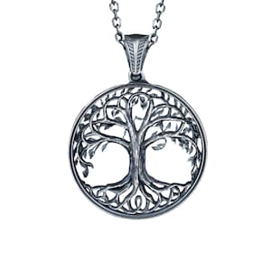 Sterling Silver Yggdrasil Necklace: Viking Tree of Life Pendant
