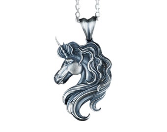 Unicorn Necklace Silver Gold, Mythical Animal Horse Pendant, Personalized Gift, Unicorn Jewelry
